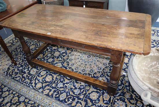 An oak refectory table, 18th century and later L.171cm, W.74cm